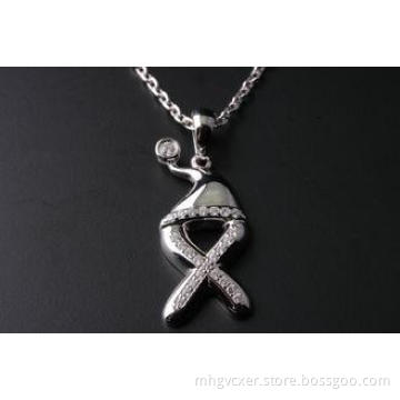 Fashion jewelry customized 925 Silver CZ Pendant letter X S